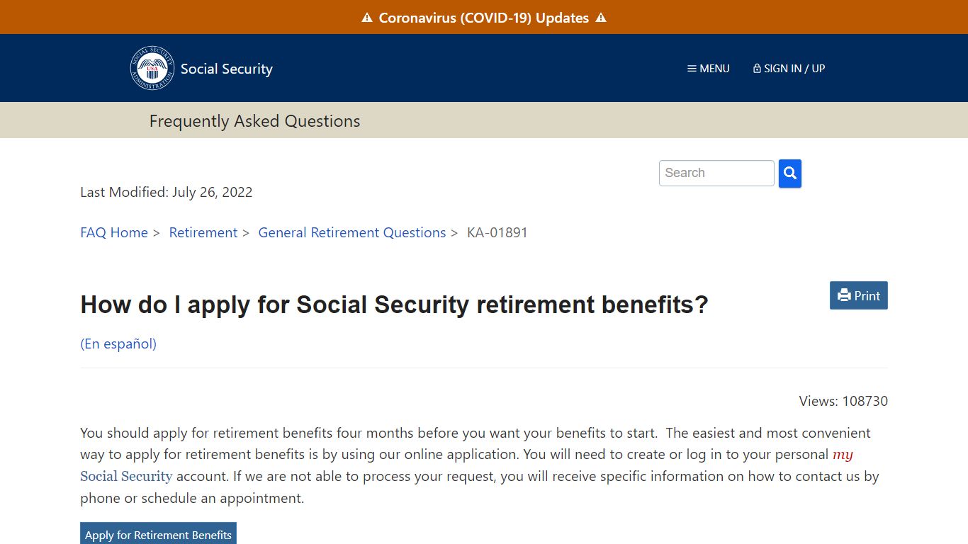 How do I apply for Social Security retirement benefits?