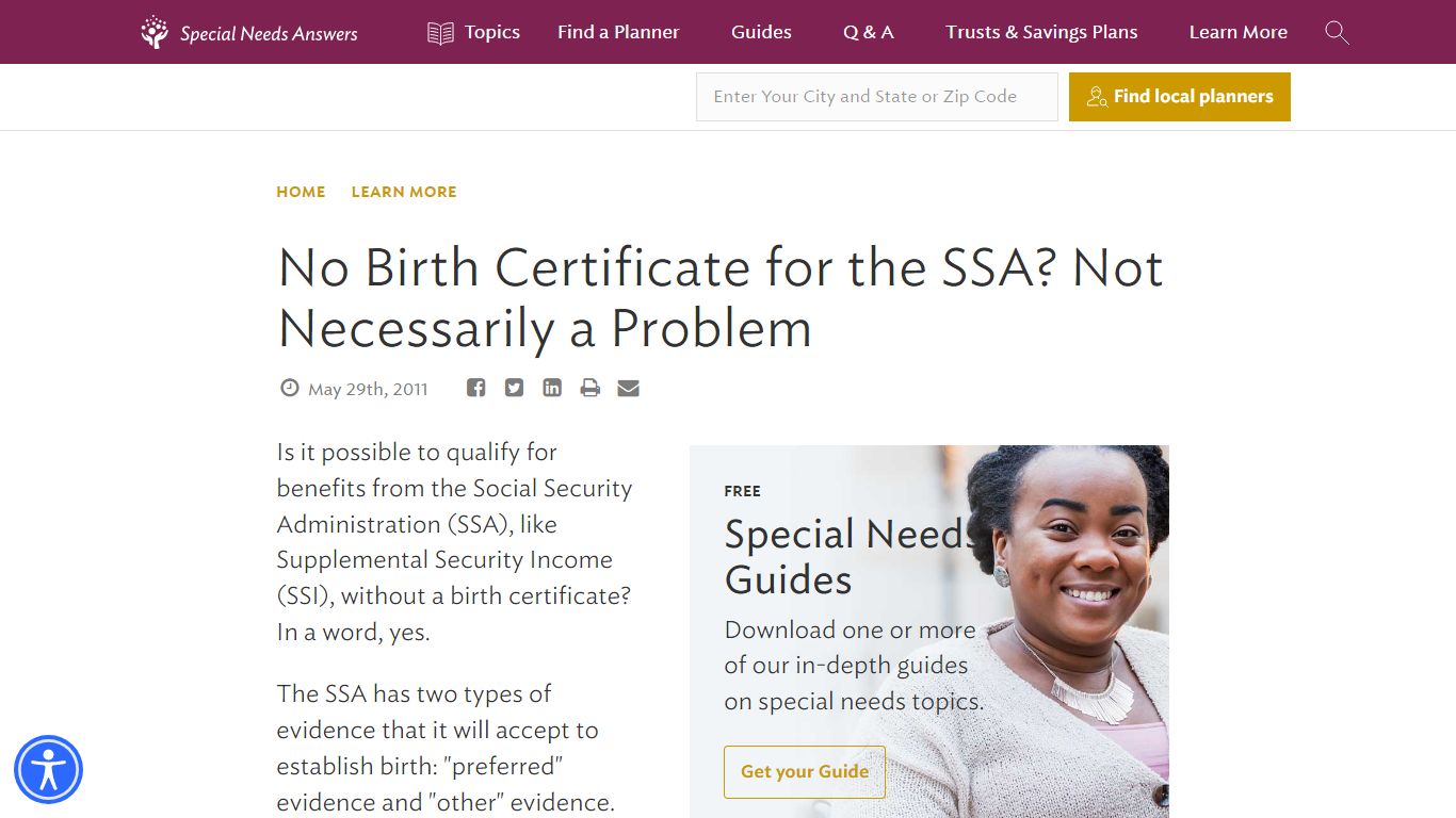 No Birth Certificate for the SSA? Not Necessarily a Problem
